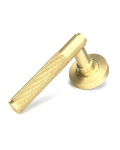 From the Anvil Satin Brass Brompton Lever on Rose Set Plain 50843