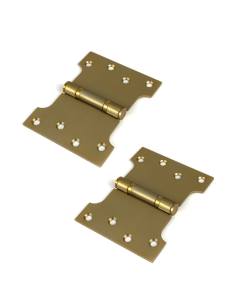 Satin Brass 102mm X 50mm X 102mm Parliament Hinge Pair Ss From The Anvil