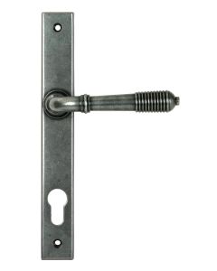 Pewter Reeded Slimline Lever Espag Lock Set From The Anvil