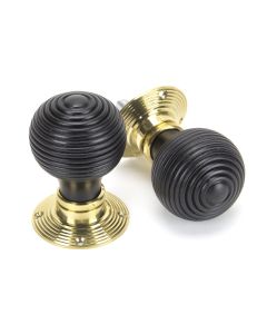 From The Anvil 91729 Ebony & Polished Brass Beehive Mortice/Rim Knob Set