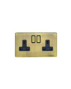 Eurolite Ab2Sob 2 Gang 13Amp Dp Switched Socket Flat Concealed Antique Plate Matching Rockers