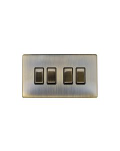 Eurolite Ab4Swb 4 Gang 10Amp 2Way Switch Flat Concealed Antique Plate Matching Rockers