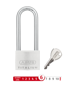 ABUS 64TI/50HB80 Titalium Key Differed Long Shackle Titalium Padlock 64 Size 50mm