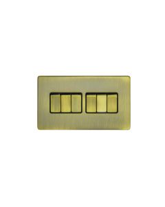 Eurolite Ab6Swb 6 Gang 10Amp 2Way Switch Flat Concealed Antique Plate Matching Rockers