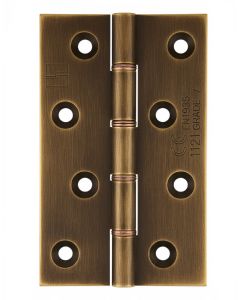 Simonswerk 1240CE Double Phosphor Bronze Washered Brass Butt Hinge CE marked FD30 fire rated 100mm x 65mm c/w Screws Antique Brass