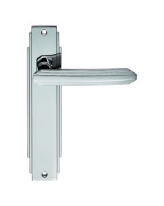 ADR012CP Art Deco Lever On Backplate - Latch 
  205mm x 45mm Polished Chrome