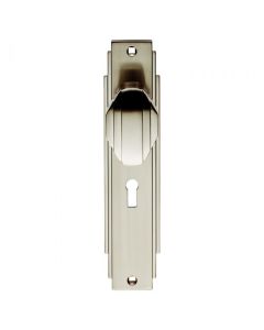 ADR021SN Art Deco Knob On Backplate - Lock 57mm C/C
  205mm x 45mm Satin Nickel