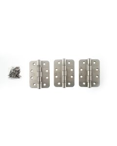 Atlantic Radius Corner Ball Bearing Hinges 4" X 3" X 3mm set of 3 - Satin Stainless Steel AHR1433SSS(3)