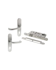 Atlantic DIN Radius Euro Profile Escape Sashlock Double Throw with RTD lever 60mm backset - Satin Stainless Steel ALKDINRESCS60SSS
