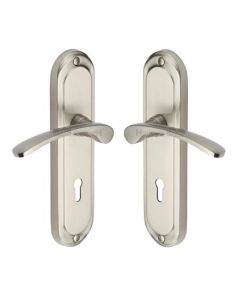 Heritage Brass AMB6200-SN Door Handle Lever Lock Ambassador Design Satin Nickel finish