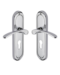 Heritage Brass AMB6248-PC Door Handle for Euro Profile Plate Ambassador Design Polished Chrome finish