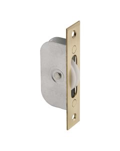 Carlisle Brass AQ92 Sash Window Axle Pulley No 2 Square Polished Brass Forend With Nylon Wheel 117mm x 25mm Polished Brass