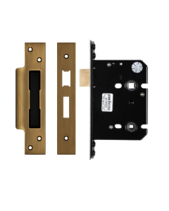 IRONZONE Architectural Bathroom Sash Lock 76mm with 57mm Backset Reversable Latch Antique Brass