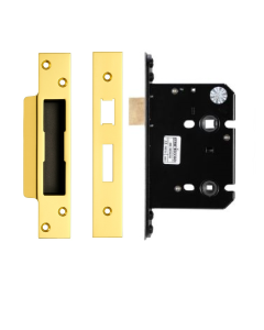 IRONZONE Architectural Bathroom Sash Lock 76mm with 57mm Backset Reversable Latch Polsihed Brass