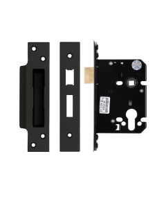 IRONZONE Architectural Euro Profile Sash Lock 76mm with 57mm Backset Reversable Latch Black