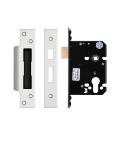 IRONZONE Architectural Euro Profile Sash Lock 76mm with 57mm Backset Reversable Latch Satin Stainless Steel