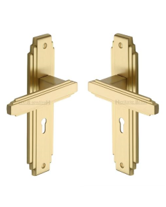 Heritage Brass AST5900-SB Door Handle Lever Lock Astoria Design Satin Brass finish