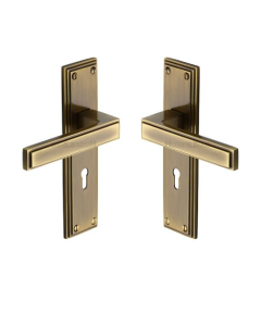 Heritage Brass ATL5700-AT Door Handle Lever Lock Atlantis Design Antique finish