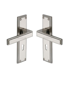 Heritage Brass ATL5700-PNF Door Handle Lever Lock Atlantis Design Polished Nickel finish