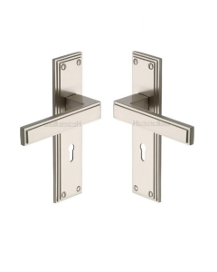 Heritage Brass ATL5700-SN Door Handle Lever Lock Atlantis Design Satin Nickel finish