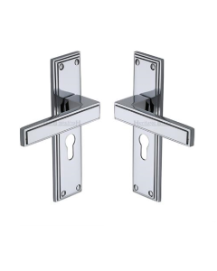 Heritage Brass ATL5748-PC Door Handle Euro Profile Atlantis Design Polished Chrome finish