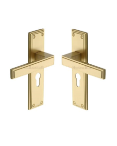 Heritage Brass ATL5748-SB Door Handle Euro Profile Atlantis Design Satin Brass finish