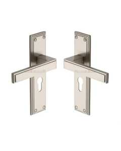 Heritage Brass ATL5748-SN Door Handle Euro Profile Atlantis Design Satin Nickel finish