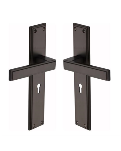 Heritage Brass Atlantis Long Door Handle on Lock Plate Matt Bronze ATL6700-MB