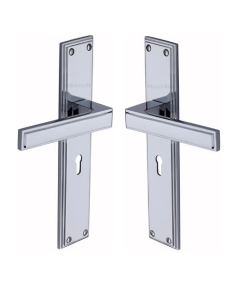 Heritage Brass Atlantis Long Door Handle on Lock Plate Polished Chrome ATL6700-PC