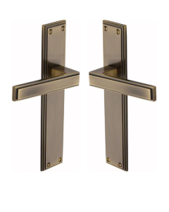 Heritage Brass Atlantis Long Door Handle on Latch Plate Antique Brass ATL6710-AT