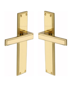 Heritage Brass Atlantis Long Door Handle on Latch Plate Polished Brass ATL6710-PB