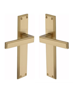 Heritage Brass Atlantis Long Door Handle on Latch Plate Satin Brass ATL6710-SB