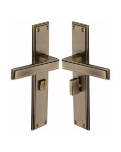 Heritage Brass Atlantis Long Door Handle on Bathroom Plate Antique Brass ATL6730-AT