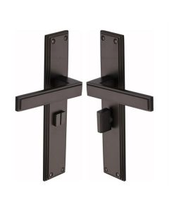 Heritage Brass Atlantis Long Door Handle on Bathroom Plate Matt Bronze ATL6730-MB