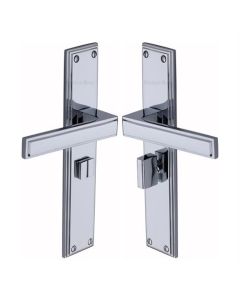 Heritage Brass Atlantis Long Door Handle on Bathroom Plate Polished Chrome ATL6730-PC