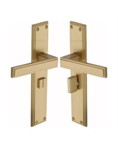 Heritage Brass Atlantis Long Door Handle on Bathroom Plate Satin Brass ATL6730-SB