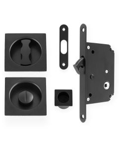 Sliding Pocket Door Lock Set - Square Roses -Black By Alexander & Wilks AW111RBL