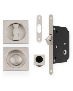 Sliding Pocket Door Lock Set - Square Roses -Satin Nickel By Alexander & Wilks AW111RSN