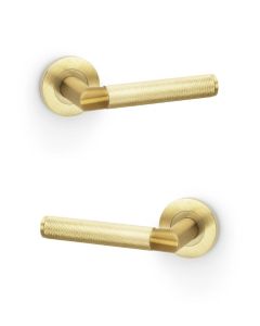 Alexander And Wilks Hurricane Lever Knurled On 50X6mm Rose Satin Brass Pvd AW200SBPVD