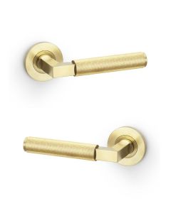 Alexander And Wilks Hurricane Lever Reeded On 50X6mm Rose Satin Brass Pvd AW202SBPVD