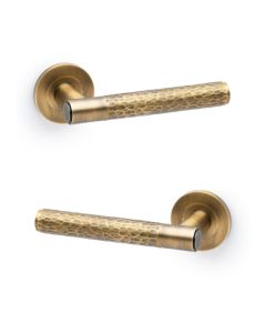 Alexander And Wilks Spitfire Lever Hammered On 50X6mm Rose Italian Brass AW223IB