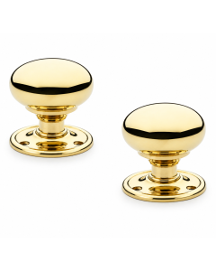 Alexander And Wilks Classic Mushroom Door Knob Large 51mm Polished Brass Unlacquered AW300-51-PBU