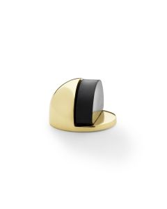 Alexander And Wilks Floor Mounted Oval Shielded Doorstop 45mm Pol Brass Unlacq AW631PBL