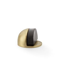 Alexander & Wilks Floor Mounted Oval Shielded Doorstop. Satin Brass AW631SB