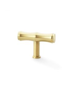 Alexander And Wilks Bamboo T-Bar Cupboard Knob 55mm Satin Brass Pvd AW801B-55-SBPVD