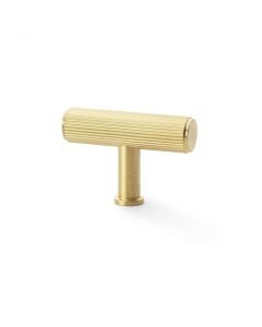Alexander And Wilks Reeded T-Bar Cupboard Knob 55mm Satin Brass Pvd AW801R-55-SBPVD