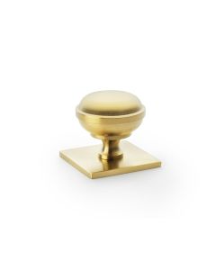 Alexander And Wilks Quantock Cupboard Knob On Square Plate AW826-34-SBPVD Satin Brass Pvd