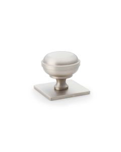 Alexander And Wilks Quantock Cupboard Knob On Square Plate AW826-34-SN Satin Nickel