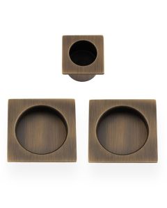 Sliding door pull Kit - 60mm Square-Antique Brass By Alexander & Wilks AW995AB