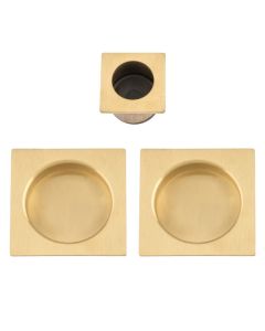 Sliding door pull Kit - 60mm Square-Satin Brass PVD By Alexander & Wilks AW995SBPVD